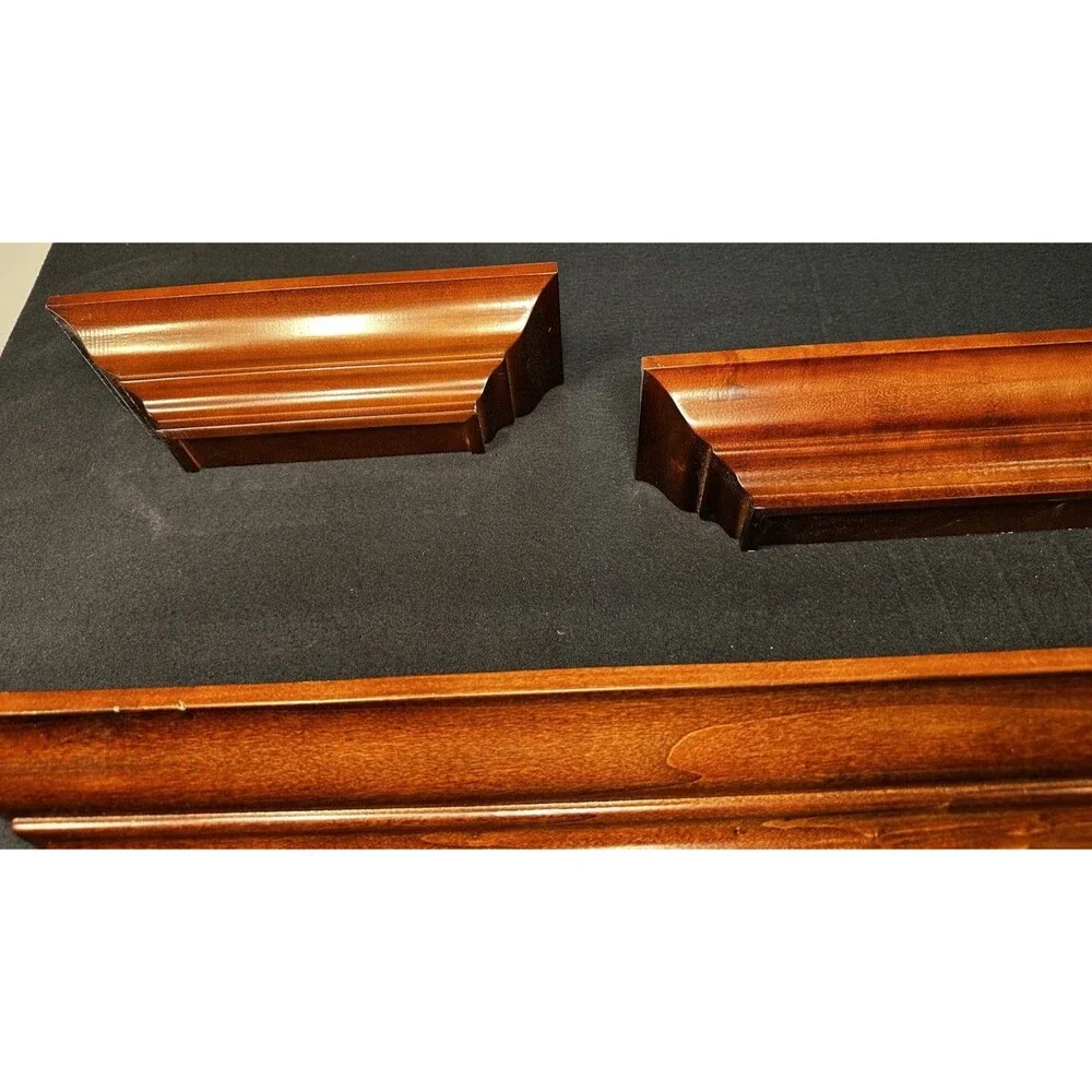 Vintage Floating Beveled Wood Shelf Crown Moulding-Set Of 3